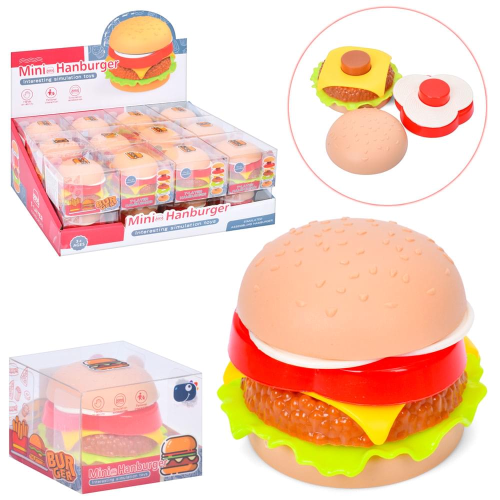 Продукти бургер, 6см, 7 дет, в слюді, /5/120/24шт в кор. 25,5-10-19см