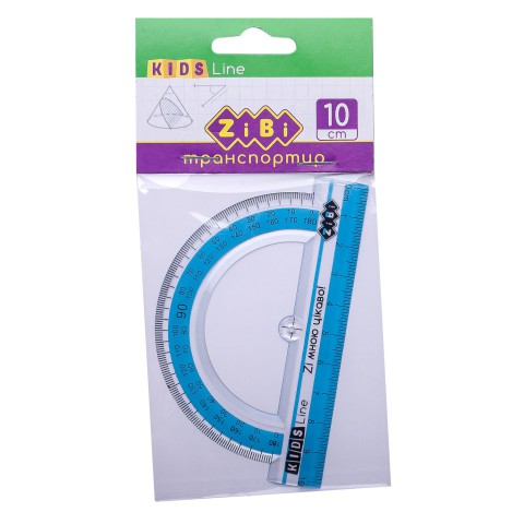Транспортир, 100 мм, з блакитною смужкою, 12 шт. в упаковці
