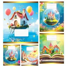 Тетради ученические 12 листов клетка Твердая Сказочный замок, 25 шт. в упаковке