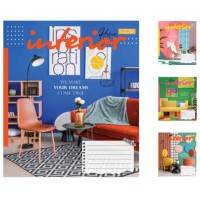 Зошити учнівські 60 аркушів клітинка 1В Interior, 10 шт. в упаковці