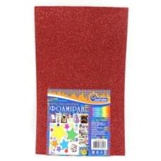 Фоамиран EVA 1.7±0.1MM "Красный" GLITTER HQ A4 (21X29.7CM) с клеем10PC/OPP