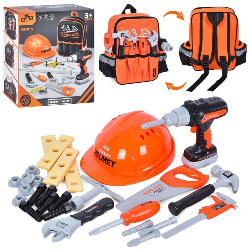 Набір інструментів 28 предметів, рюкзак, на бат-ці, в кор-ці, 30-26-11см /12/