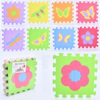 Килимок-пазл EVA квіти + метелики 9 плиток