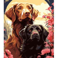Набір для розпису по номерах Пара песиків, Strateg, 30x40 см, LY09