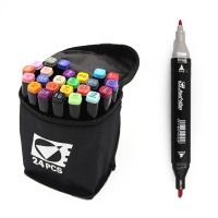 Набір скетчмаркерів двосторонніх, 24 шт., 24 кольори, круглий/скошений наконечник, у сумці