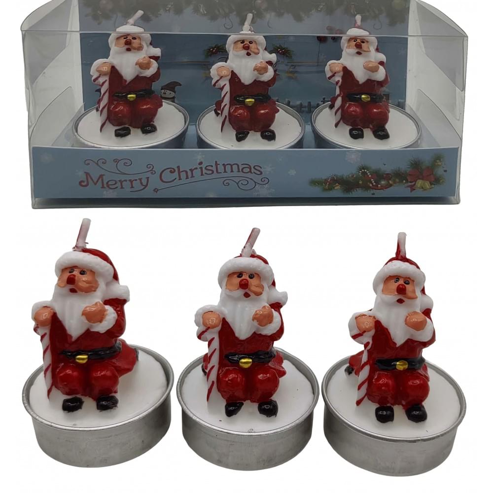 Свічка новорічна фігурна парафінов.-3шт."Д.Мороз" 6см (1*144)