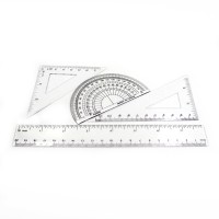 Набір для креслення, лінійка 20 см, транспортир, 2 трикутники, пластик, 4 предмети, 5 шт. в упаковці