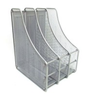 Лоток для паперу металевий вертикальний Сітка, 3 секції, срібло