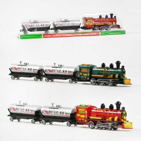 Потяг інерційний, локомотив та два вагони (В асортименті)