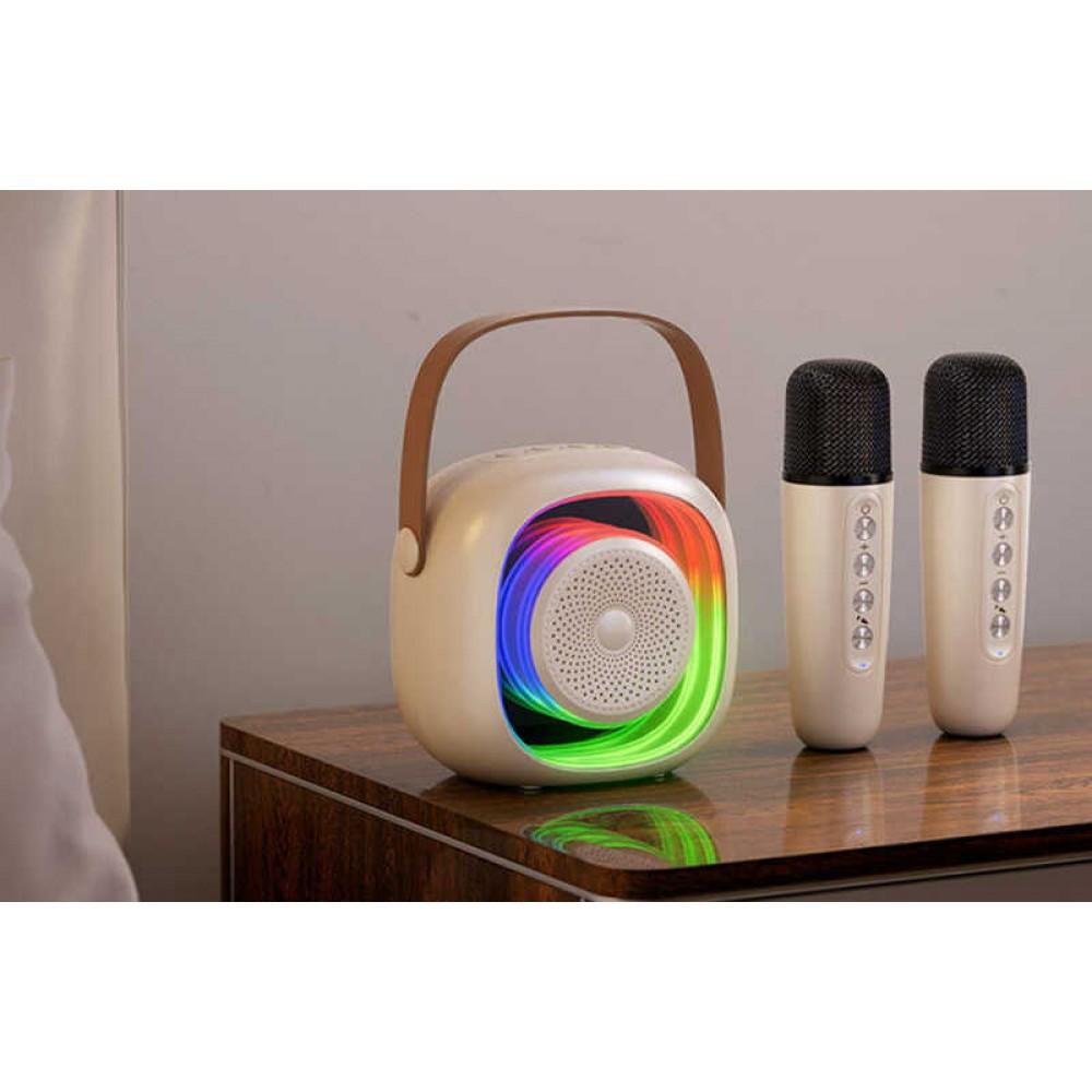 Колонка 2 мікрофони, bluetooth, підсвічування, зміна голосу, type-c, слот для карти пам’яті, AUX роз’єм, в кор.//