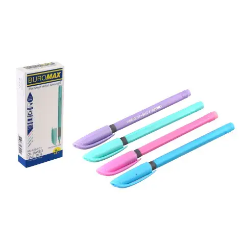 Ручка масляна, синя, із гумовим грипом, 12 шт., BM.8356-01