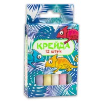 Крейда маленька кругла, 12 штук, різнокольорова, Стратег, 4 шт. в упаковці