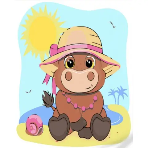 Набір для розпису по номерах Бичок у шляпці, Strateg, 30x30 см, ES156