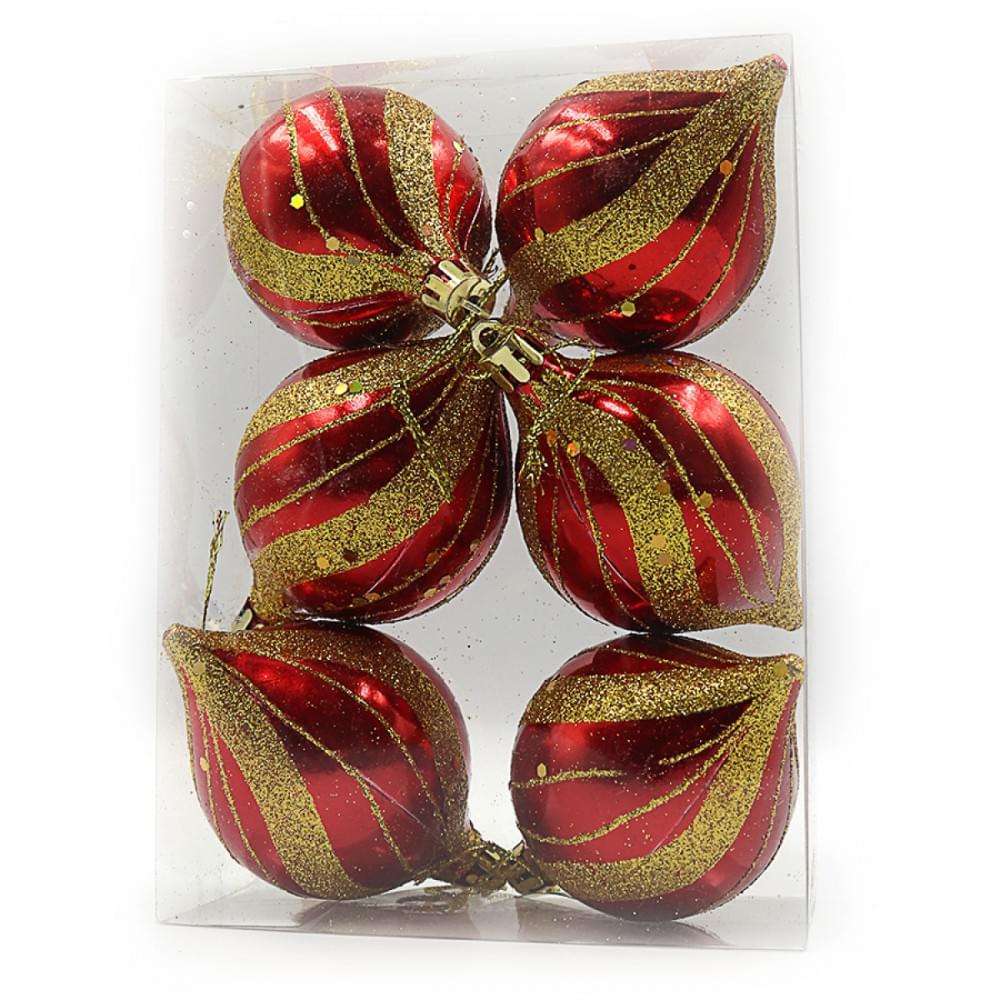 Елочные украшения "Луковица" 6шт PVC 1шт/этик