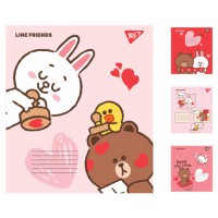 Зошити учнівські 12 аркушів лінія Yes Line friends, 25 шт. в упаковці