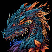 Набір для розпису по номерах Могутній дракон, Strateg, на чорному фоні, 30x30 см, SH3030-20