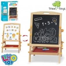 Дерев'яна іграшка Мольберт двосторонній, маркер, крейда, губка, кор., 39-45-5 см. /12/