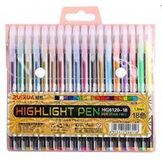 Набір ручок гелевих 18 кольорів HG6120-18
