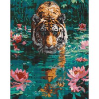 Набір з алмазною мозаїкою Тигр на полюванні Ideyka AMO8045, 40x50 см