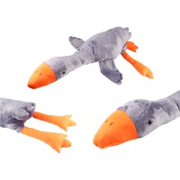 М’яка іграшка Гусак, подушка обіймашка, 190 см, сірий, плюш