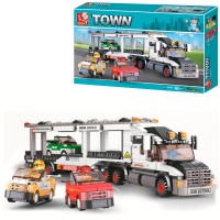 Конструктор дитячий SLUBAN Трейлер з машинками, M38-B0339, 638 деталей, фігурки персонажів