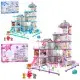 Будиночок 5 поверхів, світло, меблі, лялька 11 см, тварини, 340 деталей, 48x32x10 см (В асортименті)