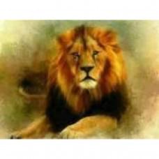 Алмазная мозаика по номерам 30*40 "Лев" карт уп. (холст на раме)