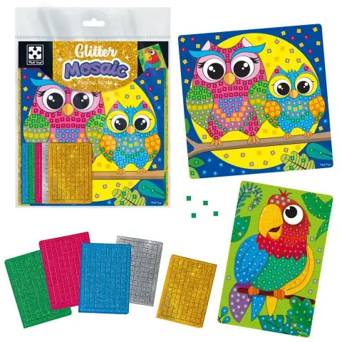 Набір для творчості Vladi Toys зі блискучою мозаїкою Сова та Папуга, VT4511-14