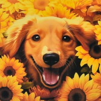 Набір для творчості алмазна картина Пес у соняхах Strateg HEE16336, 30x30 см