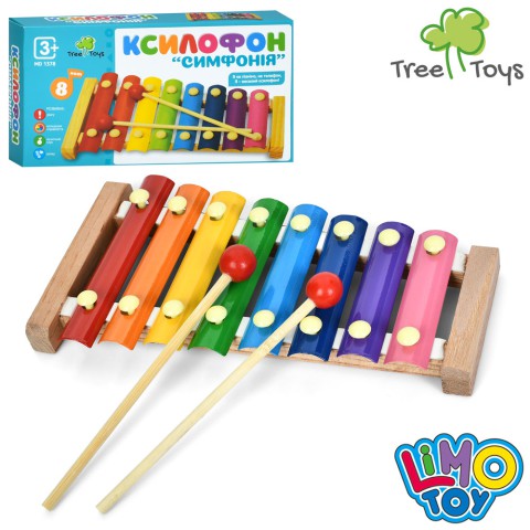 Ксилофон дерев'яний 8 тонів 2 палички Limo Toy