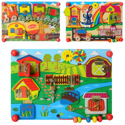 Дерев’яна іграшка Бізіборд лабіринт, замки (В асортименті)