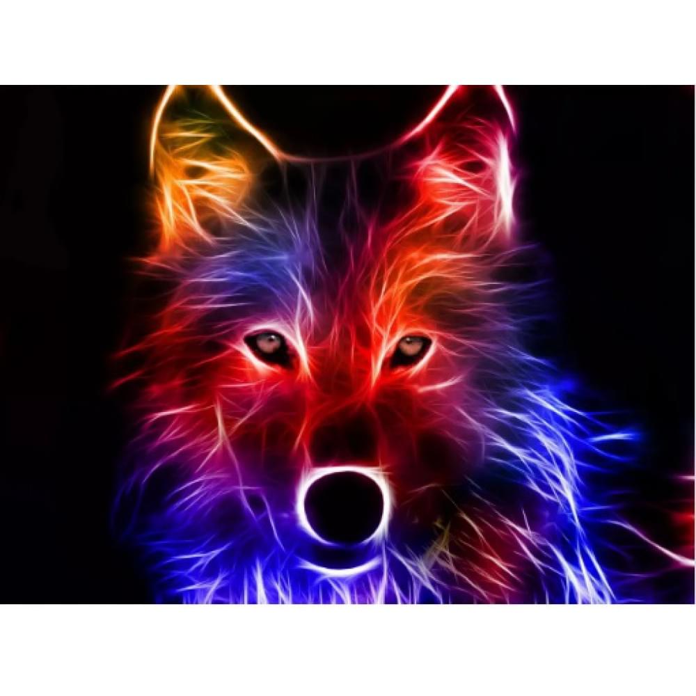 Алмазна мозаїка на підрамнику "Кольоровий вовк" Josef Otten 30х40см, у картонній упаковці, 60783