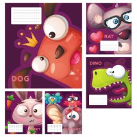 Зошити учнівські 12 аркушів клітинка Тверда ТЕ21105 Мультяшна, 25 шт. в упаковці