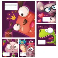 Тетради ученические 12 листов клетка Твердая ТЕ21105 Мультяшная, 25 шт. в упаковке