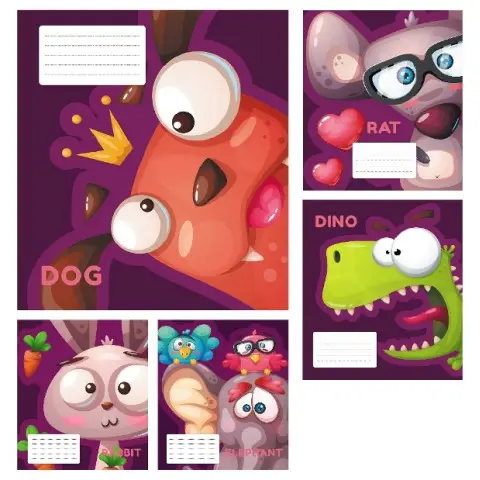 Тетради ученические 12 листов клетка Твердая ТЕ21105 Мультяшная, 25 шт. в упаковке