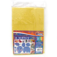 Фетр HARD, 170 г/м², 1.2 мм, Жовтий, А4, 10 шт. в упаковці