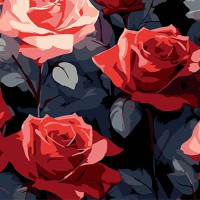 Набір для розпису по номерах Червоні троянди краси, на чорному фоні, 30x30 см, SH3030-22