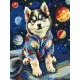 Набір для розпису по номерах Космічний хаскі, Ideyka, 30x40 см, КНО6645