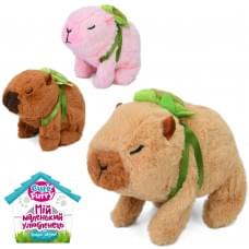 М'яка іграшка капібара, 15-14-10см, стрибає, звук, рухливий ніс, 3 кольори, на бат-ці, у п/е /70/