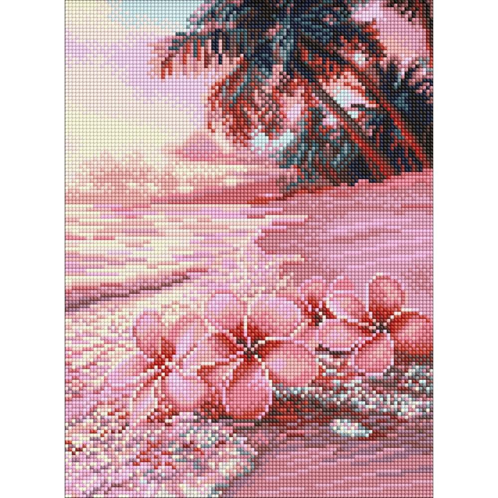 Алмазна мозаїка на підрамнику "Рожевий пляж" Ideyka 30х40см AMO8222