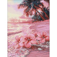 Алмазна мозаїка на підрамнику Рожевий пляж Ideyka 30×40 см AMO8222