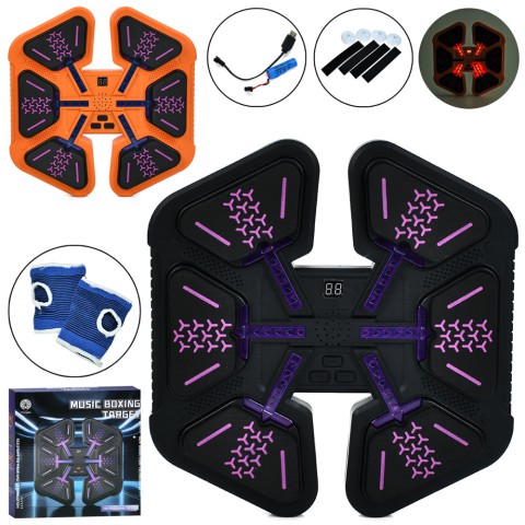 Боксерський тренажер, 6 цілей, 30x31x5 см, Bluetooth, музика, світло, USB, рукавички, MS4642 (В асортименті)