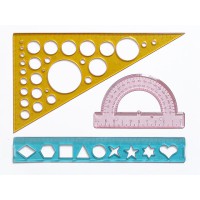 Набір геометричний, лінійка, транспортир, трикутник, 3 предмети, 5 шт. в упаковці