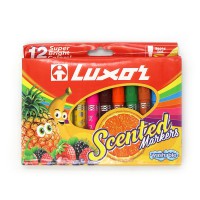 Набір фломастерів із запахом Luxor Scented, фруктовий запах, 12 кольорів