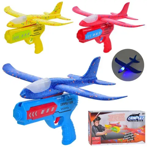 Літак, 34 см, пістолет 21.5 см на запуску, світло, 34.5x20x5 см (В асортименті)