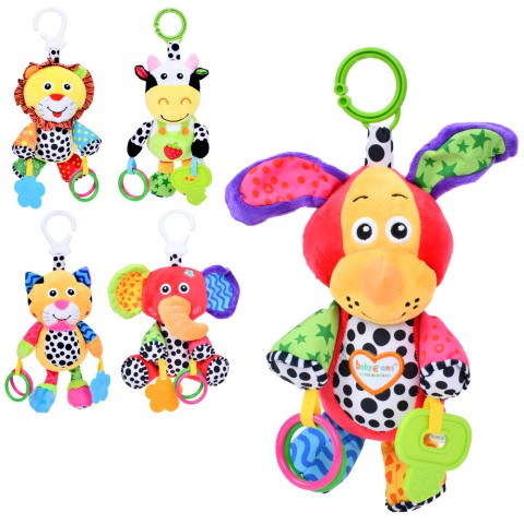 Підвіска м’яка на коляску RAT109, 34 см, брязкальце, прорізувач (В асортименті)