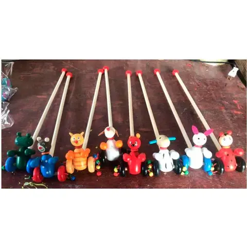 Дерев'яна іграшка Каталка на палці, 49 см, тварина 10 см, 8 видів