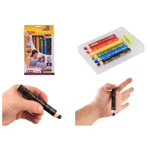 Олівці кольорові 3в1 Super Jumbo Baby Line, 6 кольорів, з точилкою, zb.2453