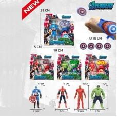 Набір героїв 1 фігурка, підсвічування, висота 15 см, механічний запускач, 4 диски, в кор, МІКС ВИДІВ /160-2/