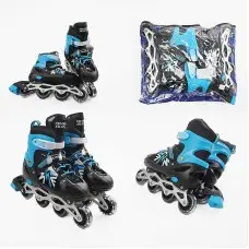 Роликові ковзани, розмір 29-33, PVC колеса, устілка 16-19 см, синій, INLINE SKATE, 25326-S